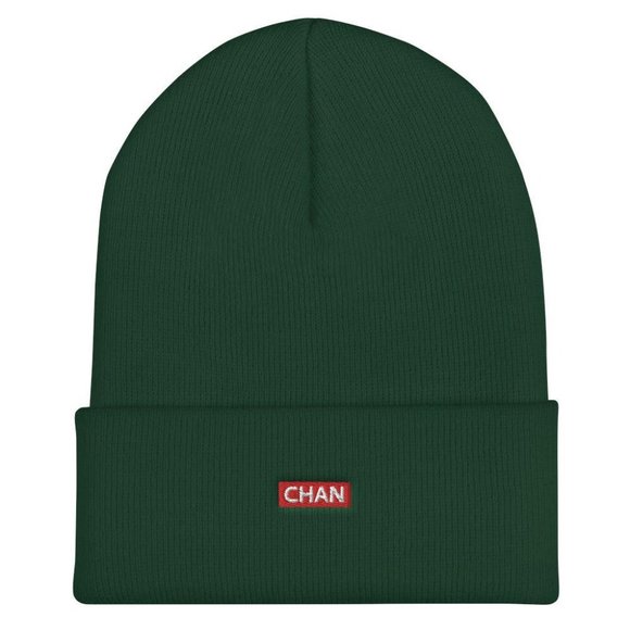 PokeGang Unisex Spruce Green Acrylic Comfortable Form-Fitting Chan Beanie Hat
